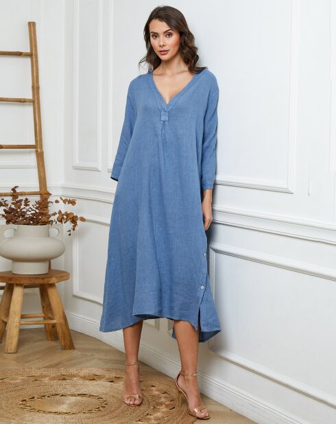Robe 100% Lin Indira indigo