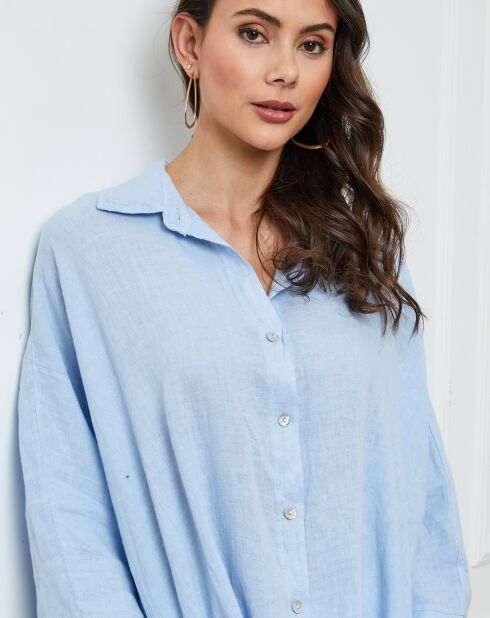 Chemise 100% Lin Ivly ciel