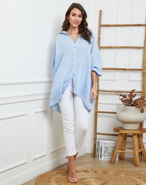 Chemise 100% Lin Ivly ciel