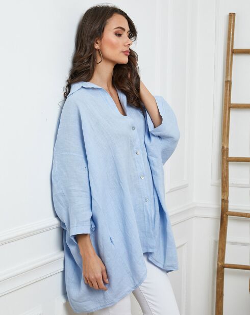 Chemise 100% Lin Ivly ciel
