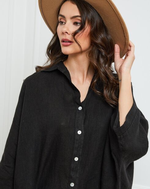 Ivy schwarzes Hemd aus 100% Leinen