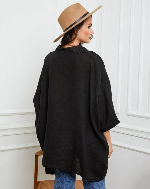 Ivy schwarzes Hemd aus 100% Leinen