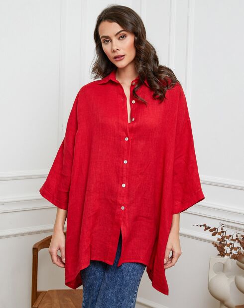 Chemise 100% Lin Ivly rouge