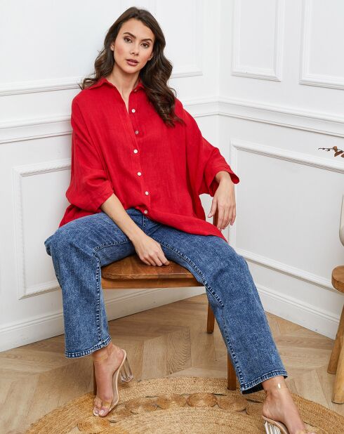 Chemise 100% Lin Ivly rouge