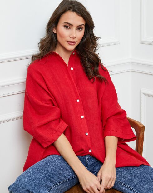 Chemise 100% Lin Ivly rouge