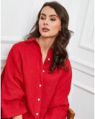 Chemise 100% Lin Ivly rouge