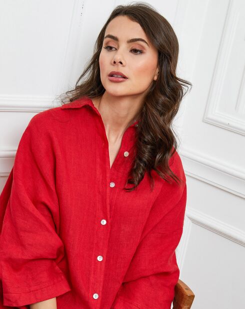 Chemise 100% Lin Ivly rouge