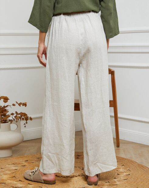 Jamina beige broek van 100% linnen