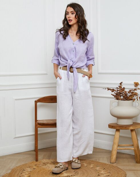 Jamina witte broek van 100% linnen