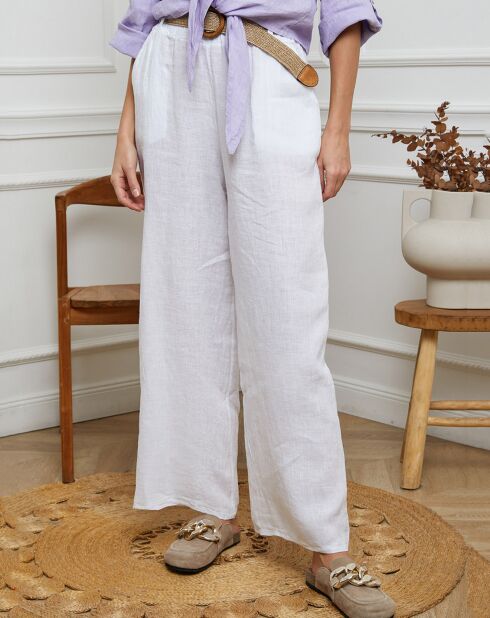 Jamina witte broek van 100% linnen