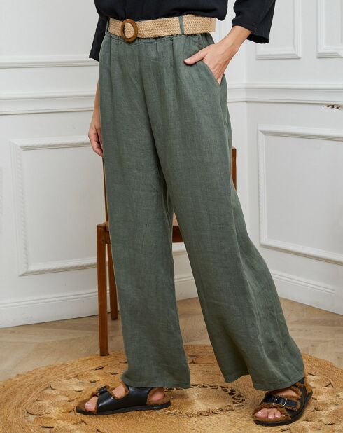 Pantalon 100% Lin Jamina kaki