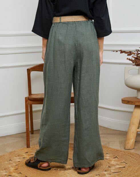 Pantalon 100% Lin Jamina kaki