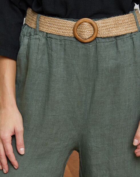 Pantalon 100% Lin Jamina kaki