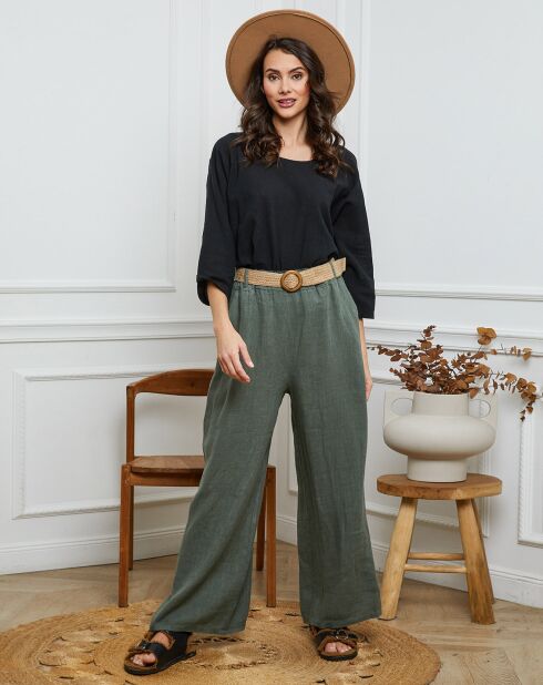 Pantalon 100% Lin Jamina kaki
