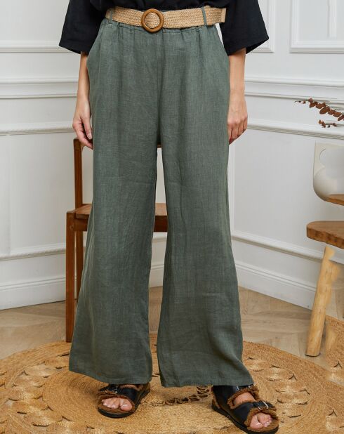 Pantalon 100% Lin Jamina kaki