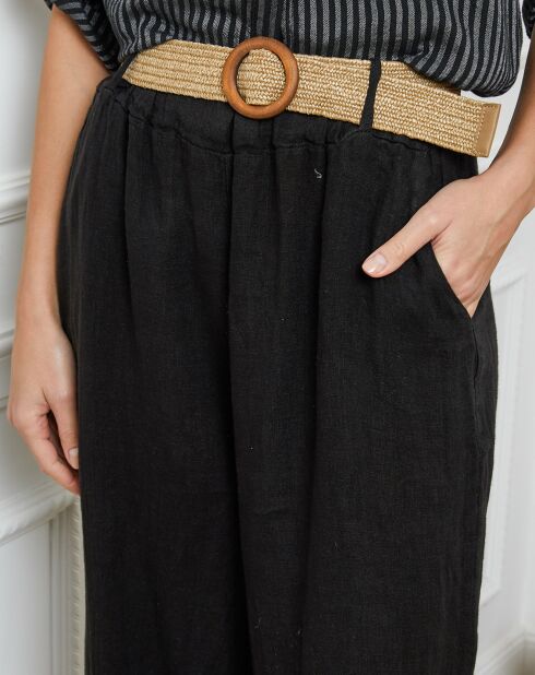 Jamina zwarte broek van 100% linnen