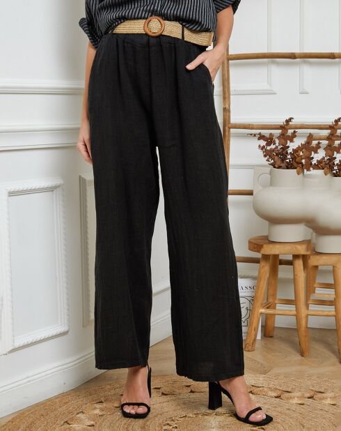 Jamina zwarte broek van 100% linnen