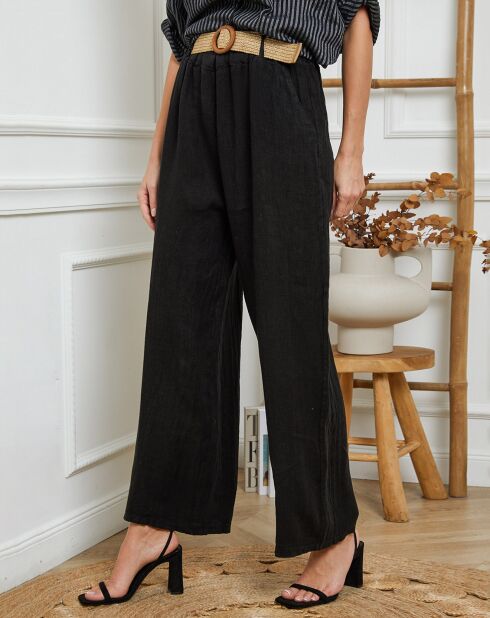 Jamina zwarte broek van 100% linnen