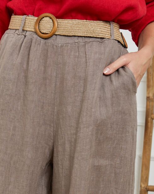 Pantalones Jamina taupe 100% lino