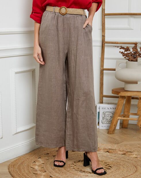 Pantalones Jamina taupe 100% lino