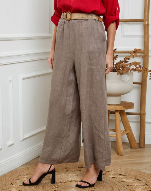 Pantalones Jamina taupe 100% lino