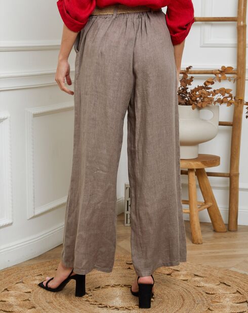 Pantalones Jamina taupe 100% lino