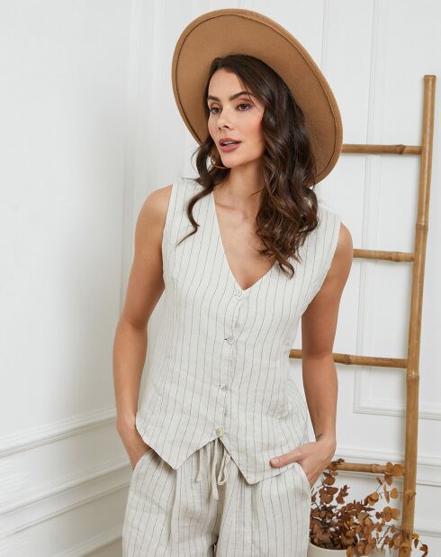 Gilet 100% Lin Jaskar beige