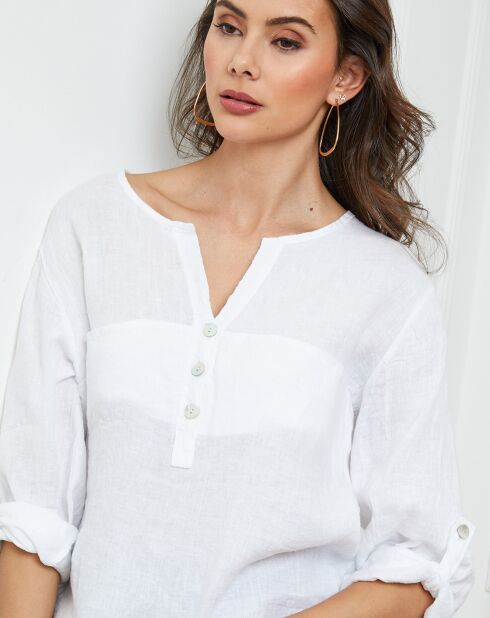 Jilda Weißes Top aus 100% Leinen