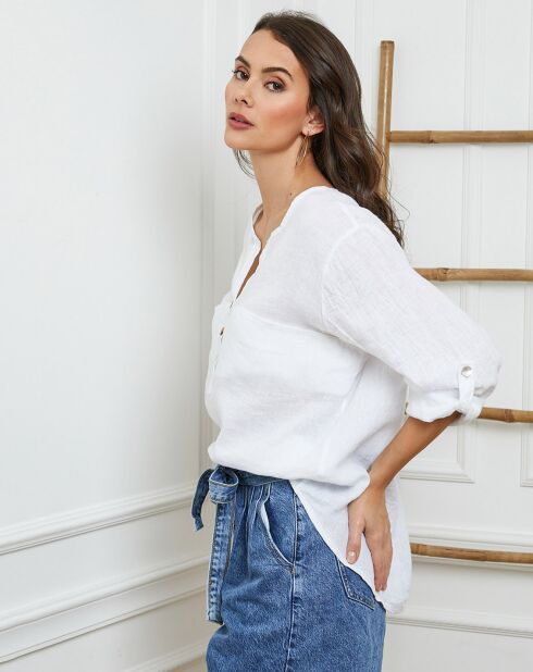 Jilda Weißes Top aus 100% Leinen