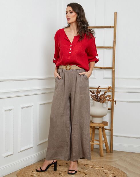 Rotes Top Jilda aus 100% Leinen