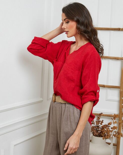 Rotes Top Jilda aus 100% Leinen
