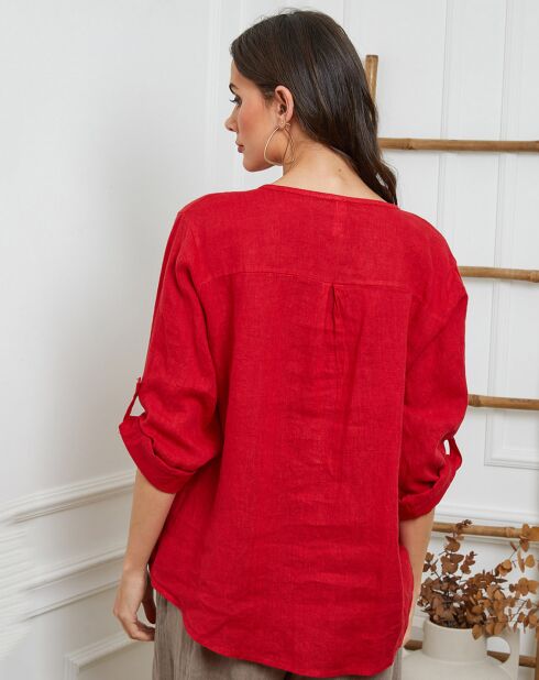 Rotes Top Jilda aus 100% Leinen