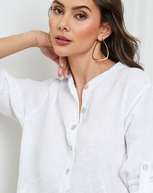 Jimenez Weißes Hemd aus 100% Leinen