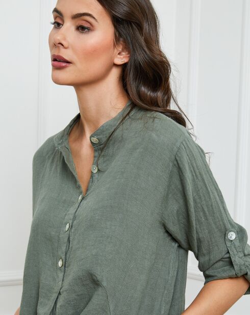 Jimenez khakifarbenes Hemd aus 100% Leinen