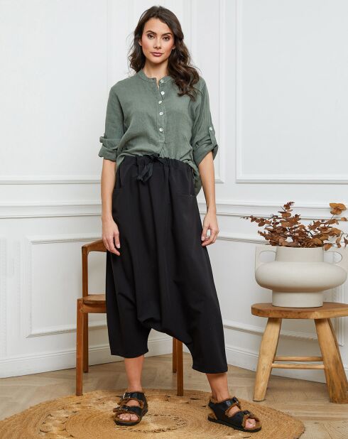 Jimenez khakifarbenes Hemd aus 100% Leinen