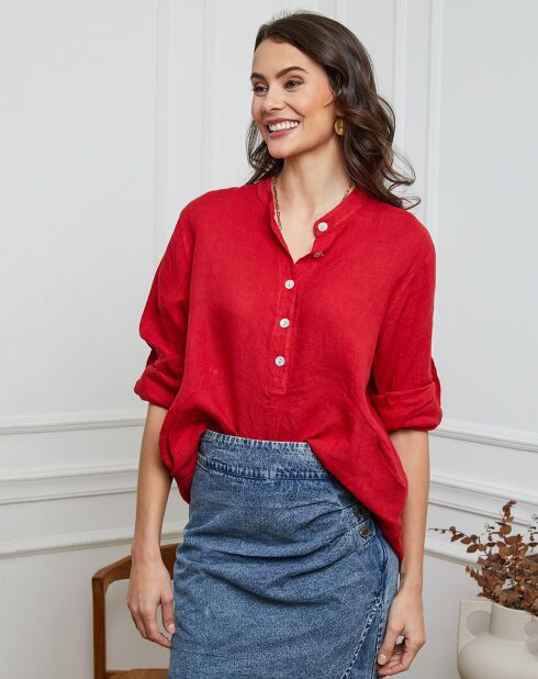 Jimenez Rotes Hemd aus 100% Leinen