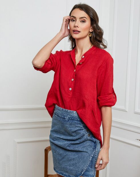 Jimenez Rotes Hemd aus 100% Leinen