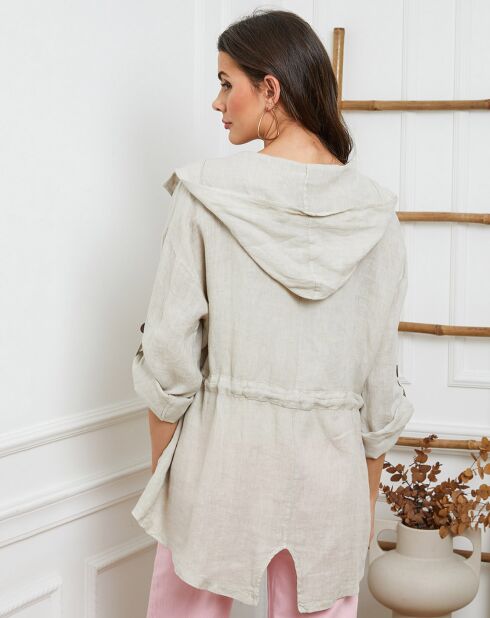 Beigefarbene Laurine-Jacke aus 100% Leinen