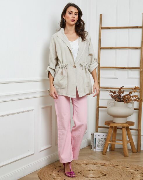 Beigefarbene Laurine-Jacke aus 100% Leinen