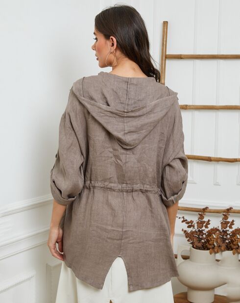 Giacca Laurine taupe 100% lino