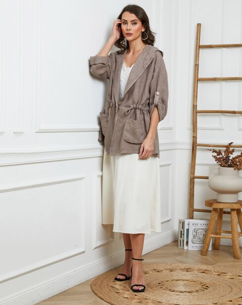 Giacca Laurine taupe 100% lino