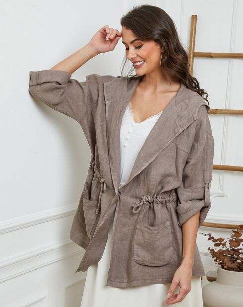 Giacca Laurine taupe 100% lino