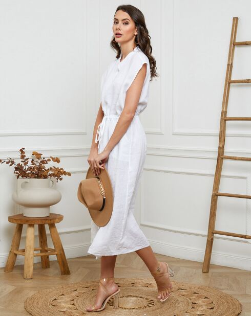 Melina weißes Kleid aus 100% Leinen