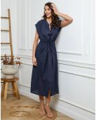 Robe 100% Lin Melina marine