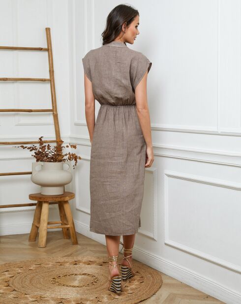 Robe 100% Lin Melina taupe
