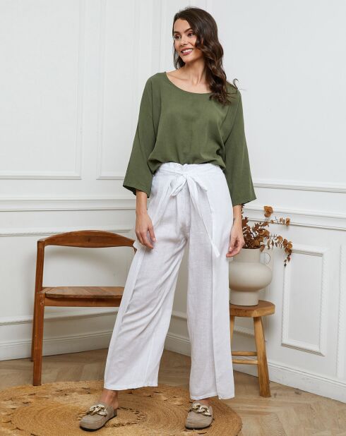 Pantalon 100% Lin Sasha blanc