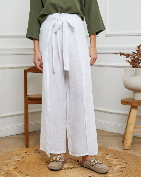 Pantalon 100% Lin Sasha blanc