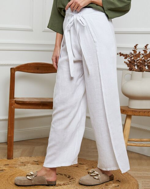 Pantalon 100% Lin Sasha blanc