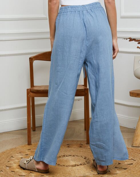 Pantalon 100% Lin Sasha ciel
