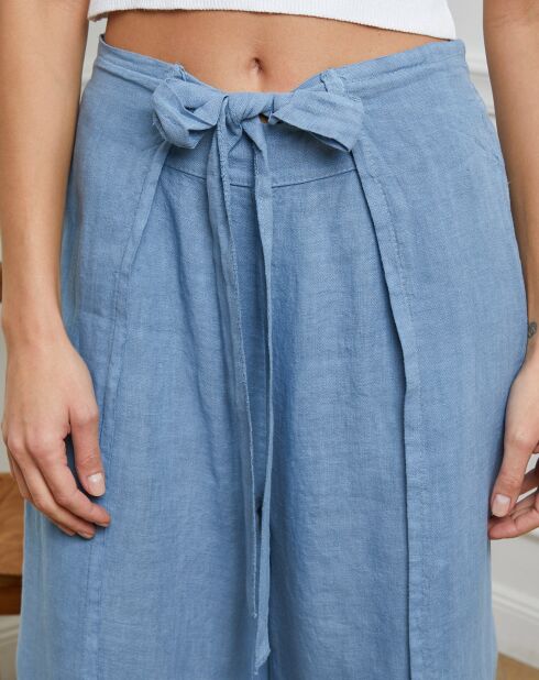 Pantalon 100% Lin Sasha ciel